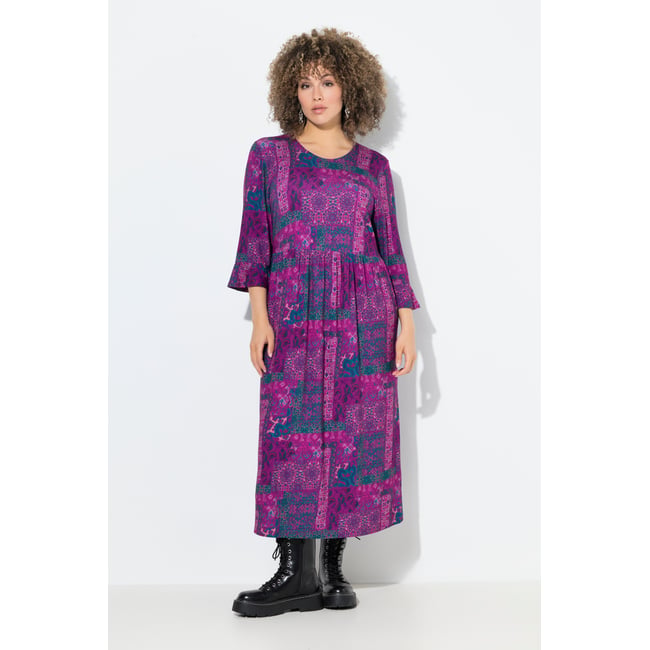 Robe midi en jersey à imprimé patchwork prune clair <span itemprop=