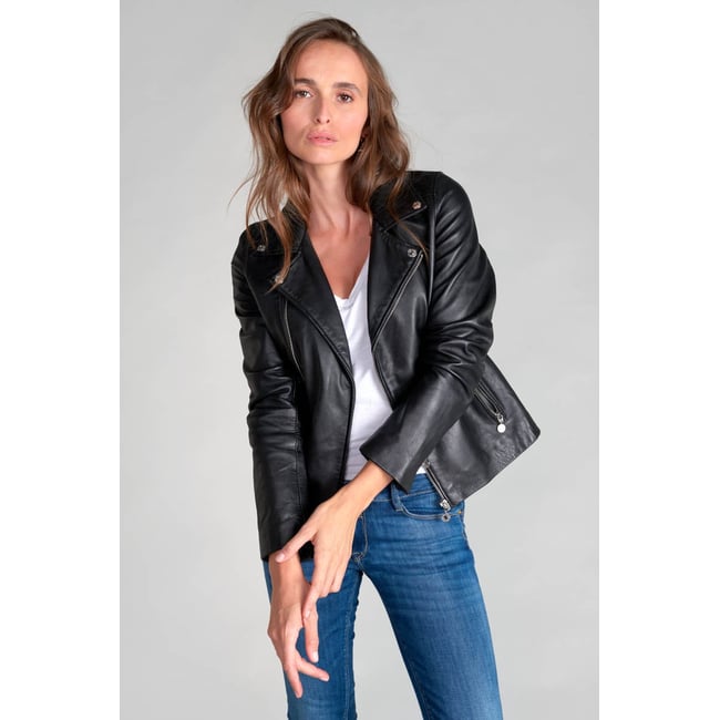 Blouson en cuir NANCY black <span itemprop=
