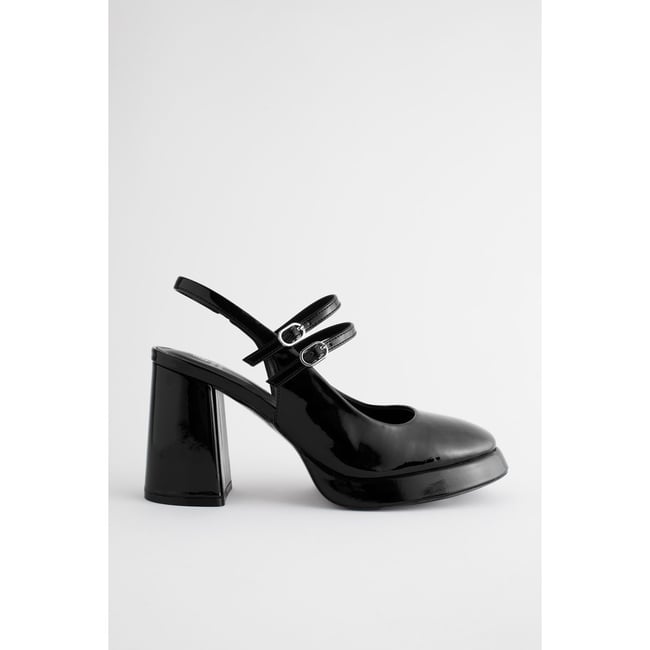 Babies à plateforme et bride arrière noir <span itemprop=