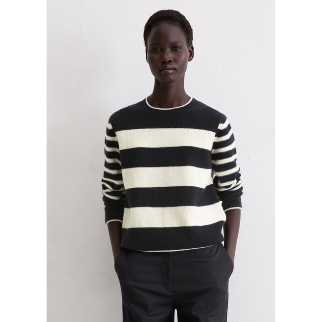 Pull à rayures regular en laine d'agneau moelleuse - MARC O'POLO