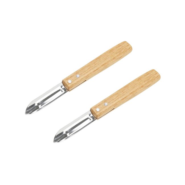 Ensemble de 2 Eplucheurs Econome Nature inox|bois <span itemprop=