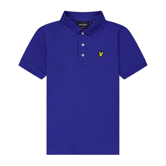 Polo manches courtes motif/style logo brodé bleu <span itemprop=