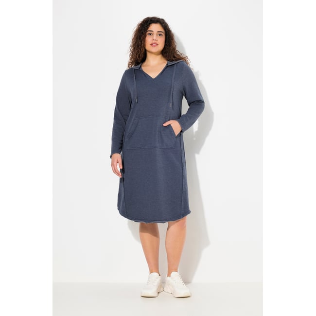 Robe en molleton à capuche marine <span itemprop=