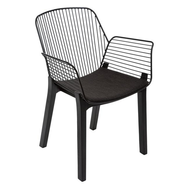 Fauteuil design bois et métal Alby Couleur noir <span itemprop=