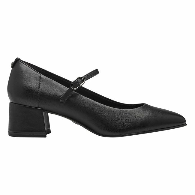 Scarpe babies in pelle con tacco nero TAMARIS
