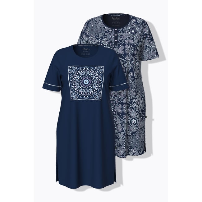 Lot de 2 chemises de nuit bleu nuit <span itemprop=