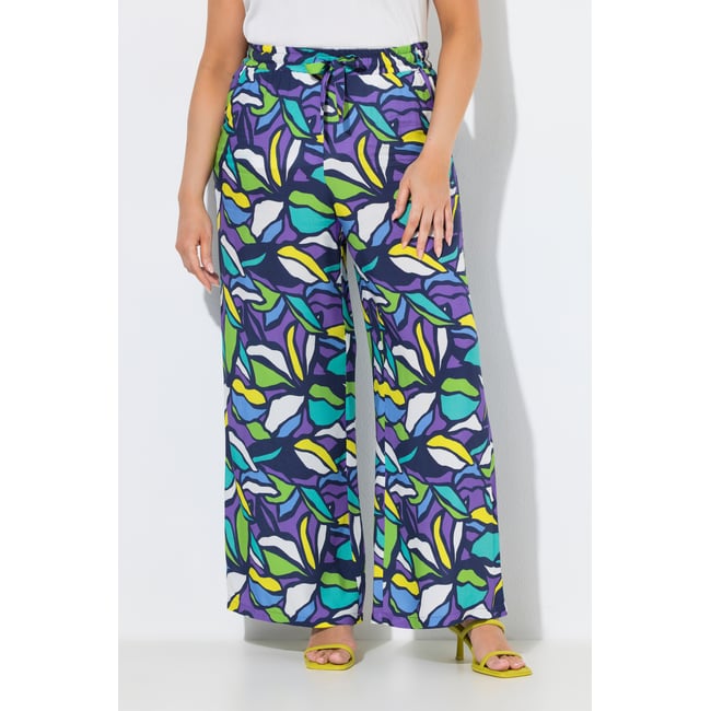 Pantalon motif feuilles violet <span itemprop=