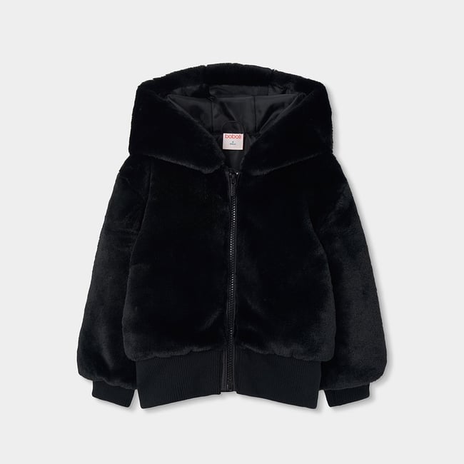 Veste fille à capuche noir <span itemprop=