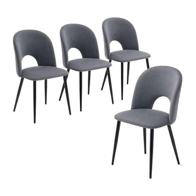 Lot de 4 chaises de salle à manger style industriel en velours, BANZEL - MEUBLES COSY