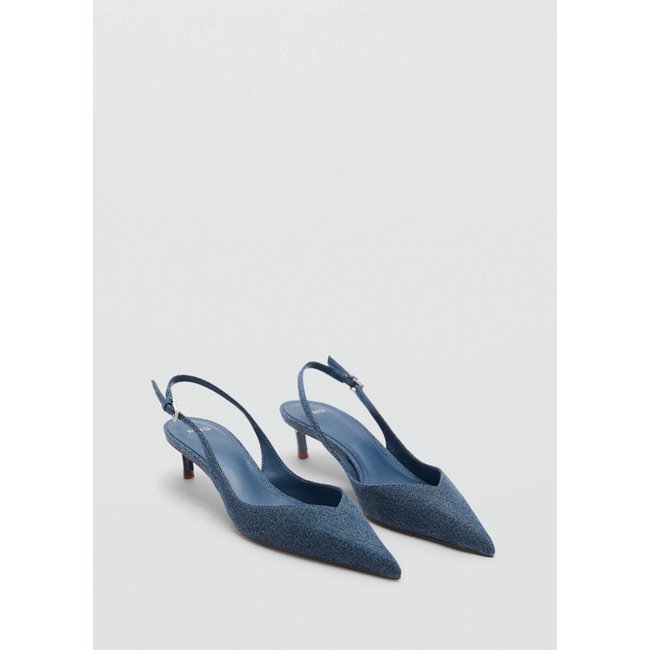 Chaussures denim talon bleu <span itemprop=