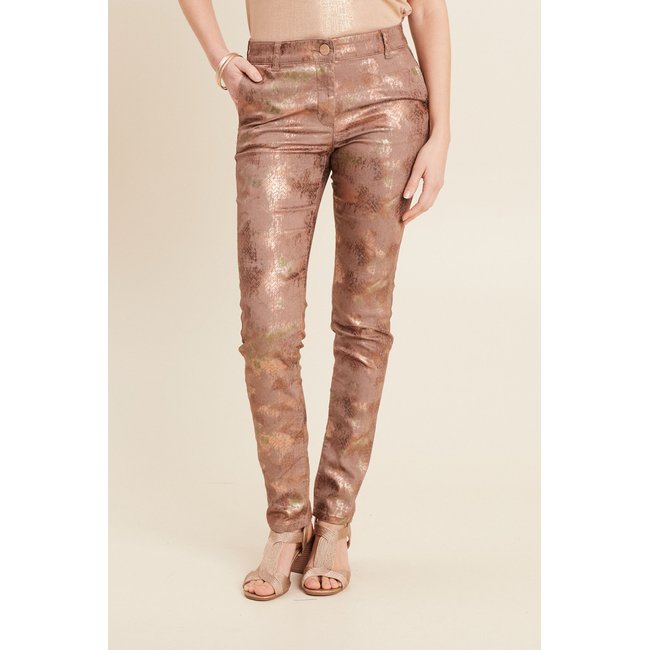 Pantalon ajusté marron <span itemprop=