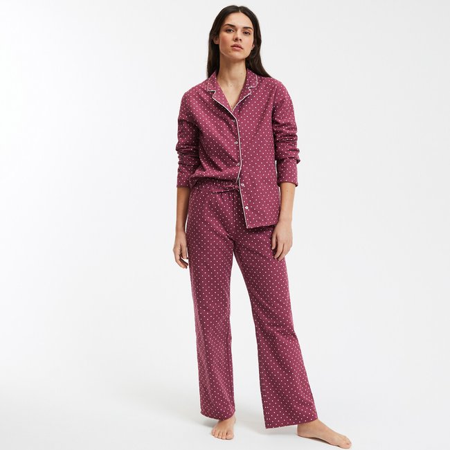 Polka Dot Flannelette Pyjamas raspberry red LA REDOUTE COLLECTIONS