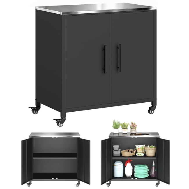 Armoire de rangement d'extérieur Métal Noir noir <span itemprop=