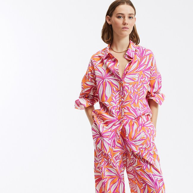 Oversize-Hemd mit Signature-Print, APOLLINE orange bedruckt <span itemprop=