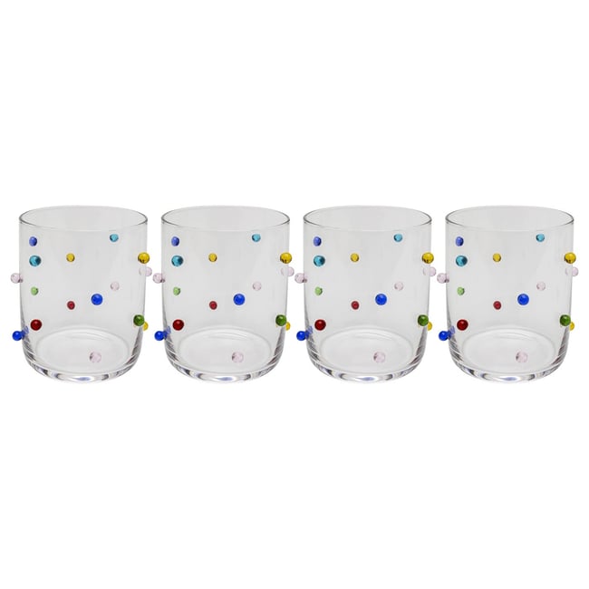 Lot de 4 verres à eau, PARTY DOTS Couleur transparent <span itemprop=