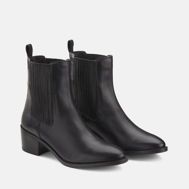 Leather Elasticated Heeled Ankle Boots black LA REDOUTE COLLECTIONS