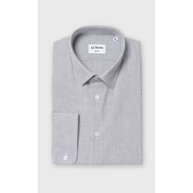 Chemise Slim fit à rayures aspect denim bleu ciel <span itemprop=