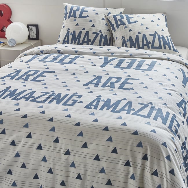 Parure housse de couette coton, Amazing, MENO blanc <span itemprop=