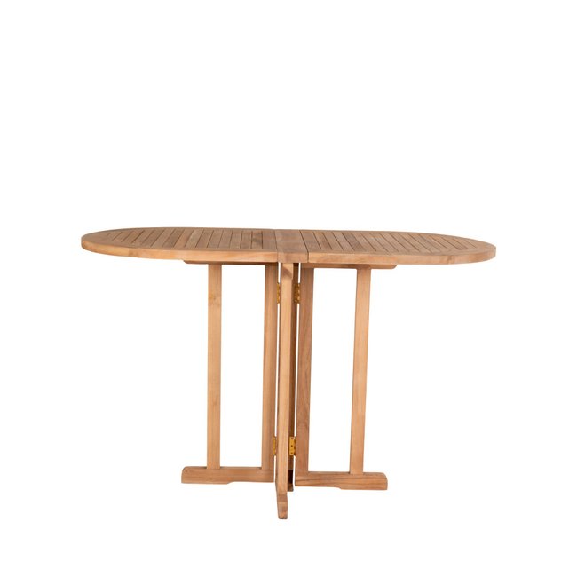 Table à manger en teck pour balcon 120x60cm- HUELVA bois clair <span itemprop=