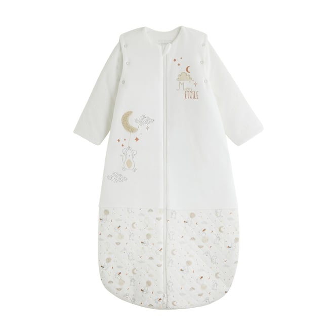 Gigoteuse d'hiver en velours avec manches amovibles Eliah ecru <span itemprop=