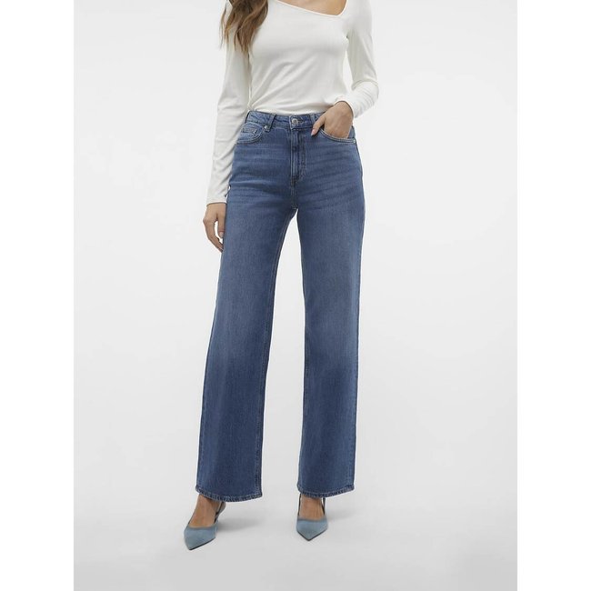 Jean large, taille haute medium blue <span itemprop=