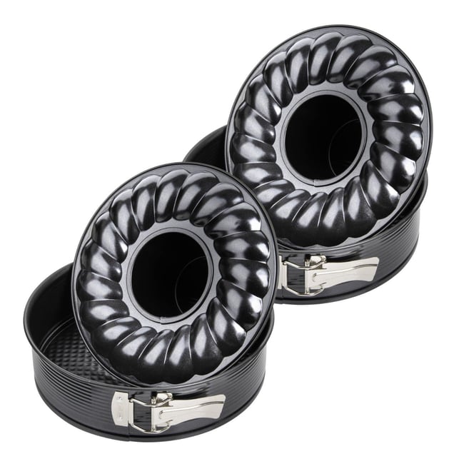 Lot de 2 moules à gâteaux 28/28/6,5 cm Black metallic Black noir <span itemprop=