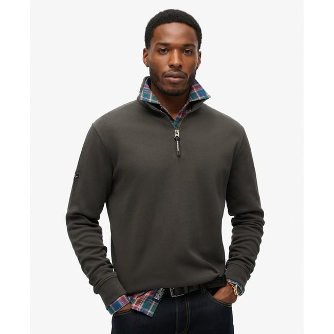 Sweat à col zippé et logo Utility noir délavé <span itemprop=