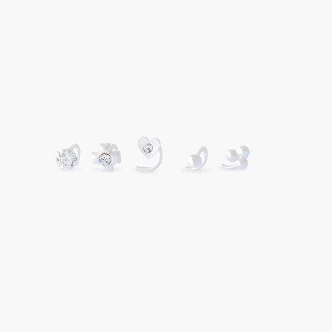 Set de 5 piercings nez en argent garanti et zircon v019844 <span itemprop=
