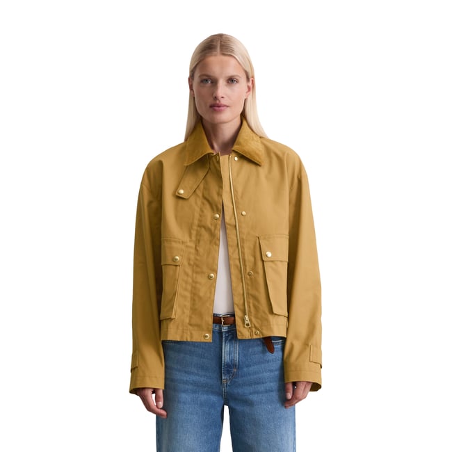 Barnjacket regular A-Shape en coton ciré beige <span itemprop=