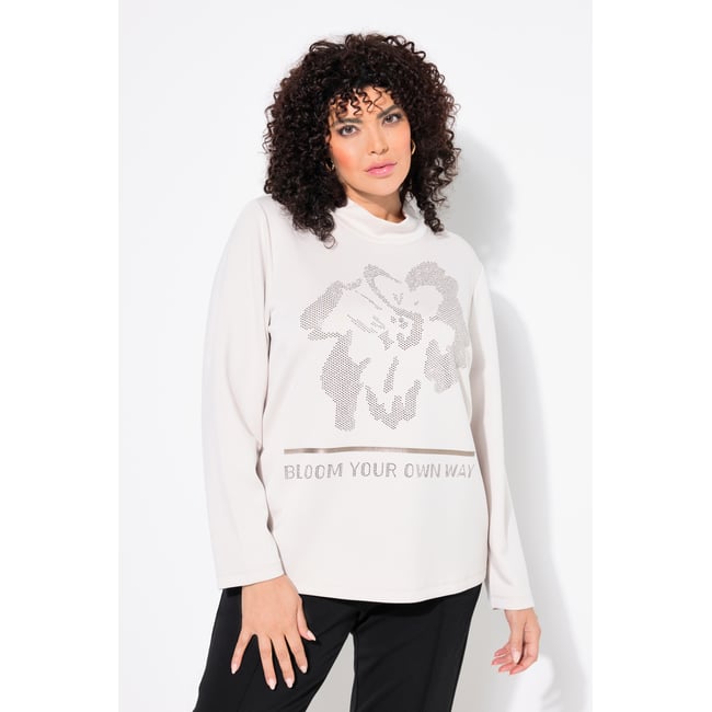 Sweat-shirt à motif floral gris beige <span itemprop=