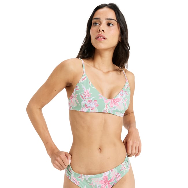 Haut de maillot de bain brassière HIBISCUS ISLAND. vert basil kartofeel swim <span itemprop=