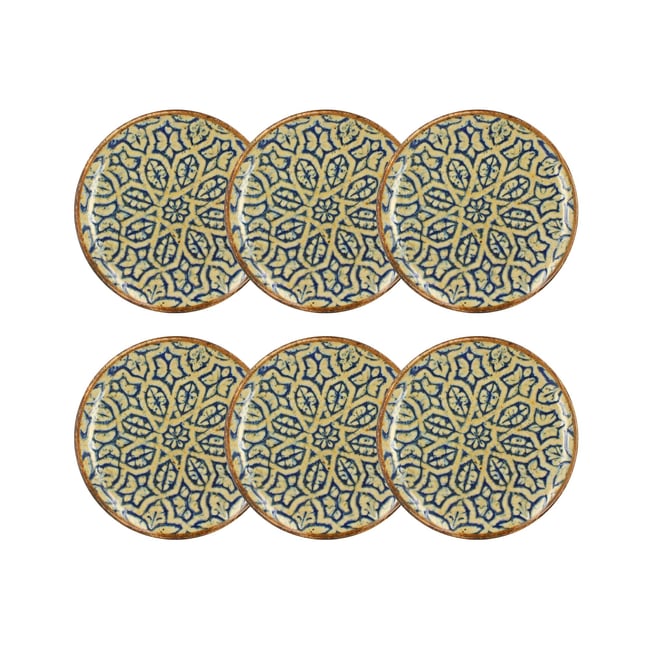 Lot de 6 assiettes à dessert 20cm en porcelaine, CALYPSO Couleur bleu <span itemprop=