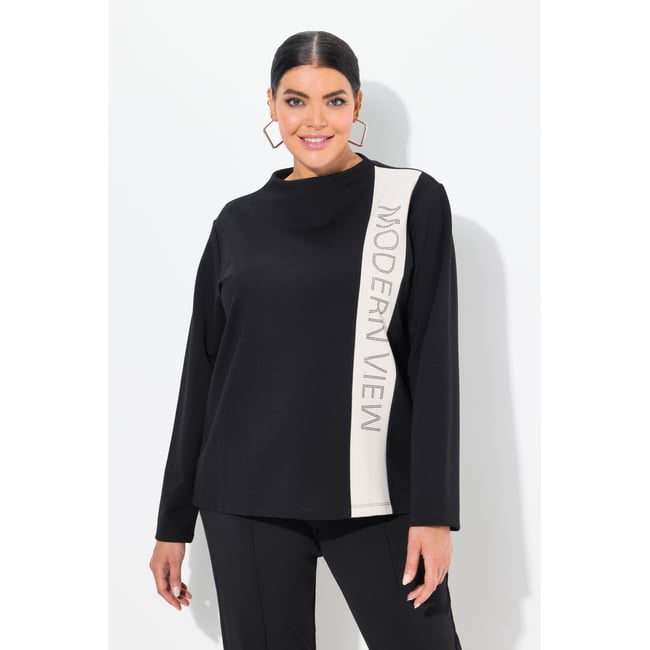 Sweat-shirt à manches longues et col montant noir <span itemprop=
