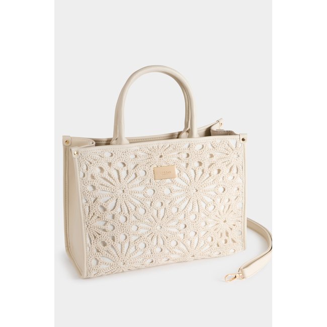 Sac cabas brodé ivoire <span itemprop=