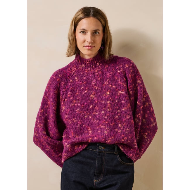 Pull manches longues col montant purple velvet <span itemprop=