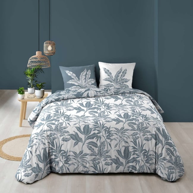 Housse de couette 260x240 + 2 taies HERA 100% coton 57fils vert <span itemprop=