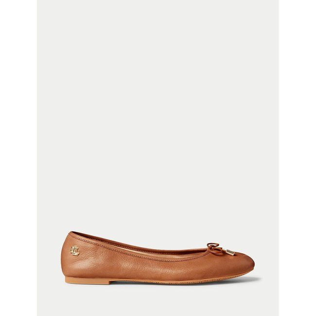 Ballerines plates à bout rond camel <span itemprop=
