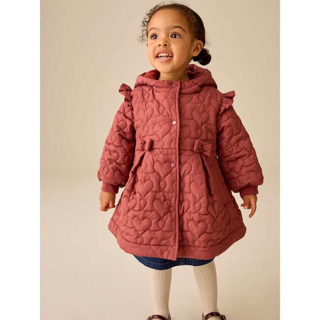 Manteau matelassé hydrofuge évasé rose foncé <span itemprop=