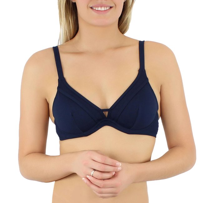 Haut de maillot triangle à armatures Grace marine <span itemprop=