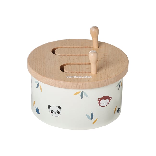 Tambour avec instruments en bois FSC® TANZANIE blanc <span itemprop=