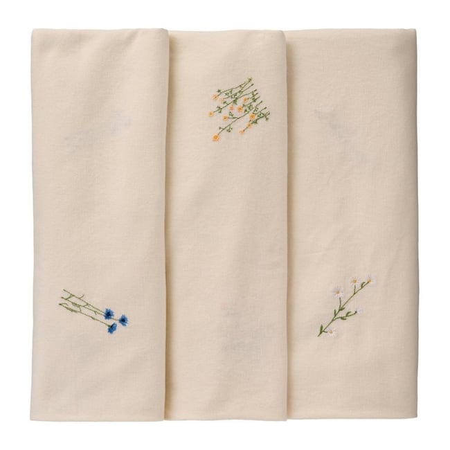 Nappe rectangulaire coton brodé fleurs IB laursen FLORA multicolore <span itemprop=
