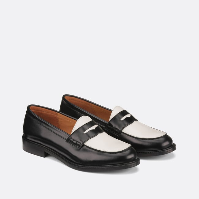 Мокасины двухцветные из кожи черный/ белый LA REDOUTE COLLECTIONS