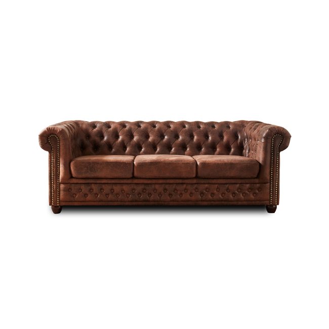 Canapé 3 places en Microfibre - WINSTON Couleur marron <span itemprop=