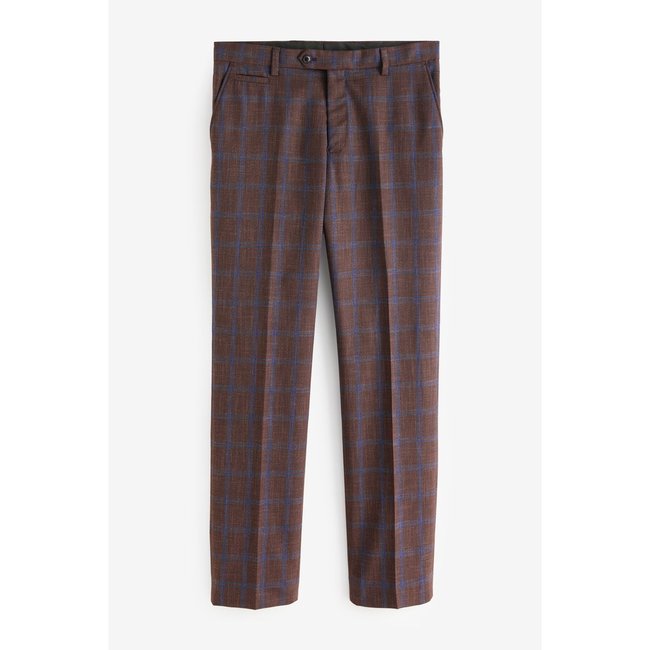 Pantalon de costume élégant aux carreaux marron rouille <span itemprop=