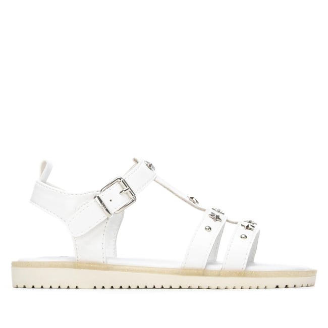 Sandale Plaine Décontractée Boucle blanc <span itemprop=