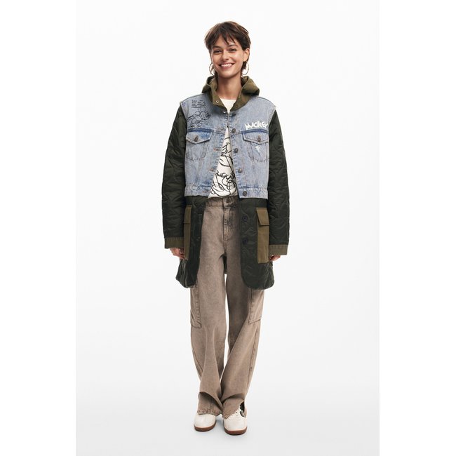 Parka hybride à capuche Mickey vert <span itemprop=