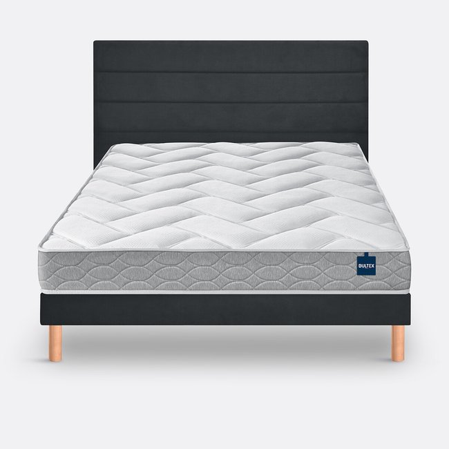 Set aus Matratze Back to Basics & Polsterrahmen mit Lattenrost weiss/grau <span itemprop=