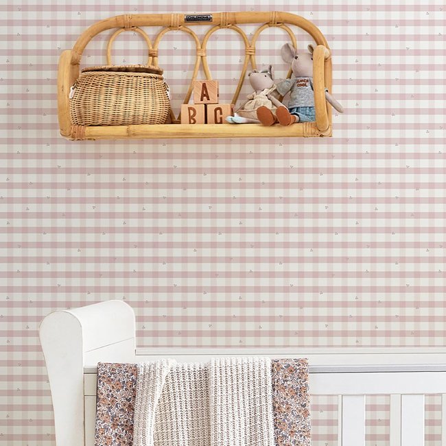 Papier peint Vichy doux Gingham Couleur parme <span itemprop=