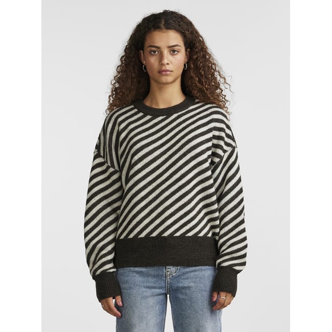 Pull Maille Beige à Rayures Noires UN JOURS AILLEURS Taille 3 - 40/42 - Occasion Très Bon État