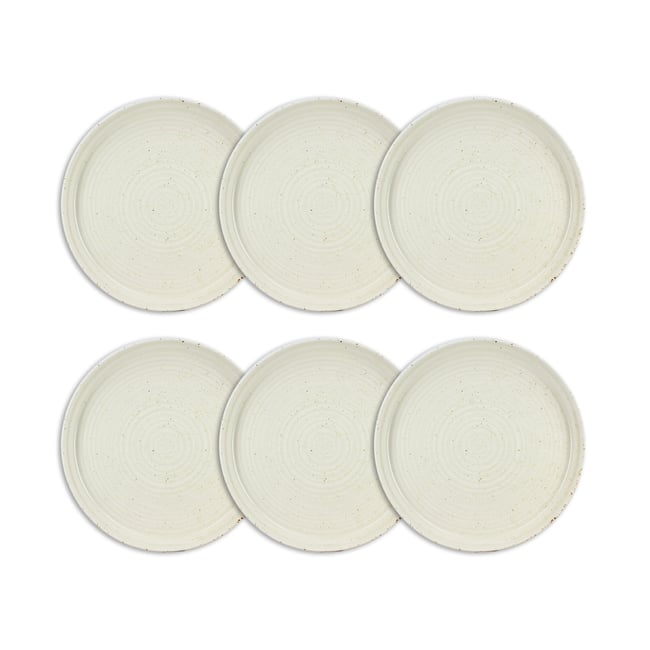Lot de 6 assiettes plates 27cm en porcelaine, ORA Couleur beige <span itemprop=